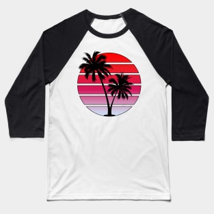 Retrowave Red Sunset Design Baseball T-Shirt